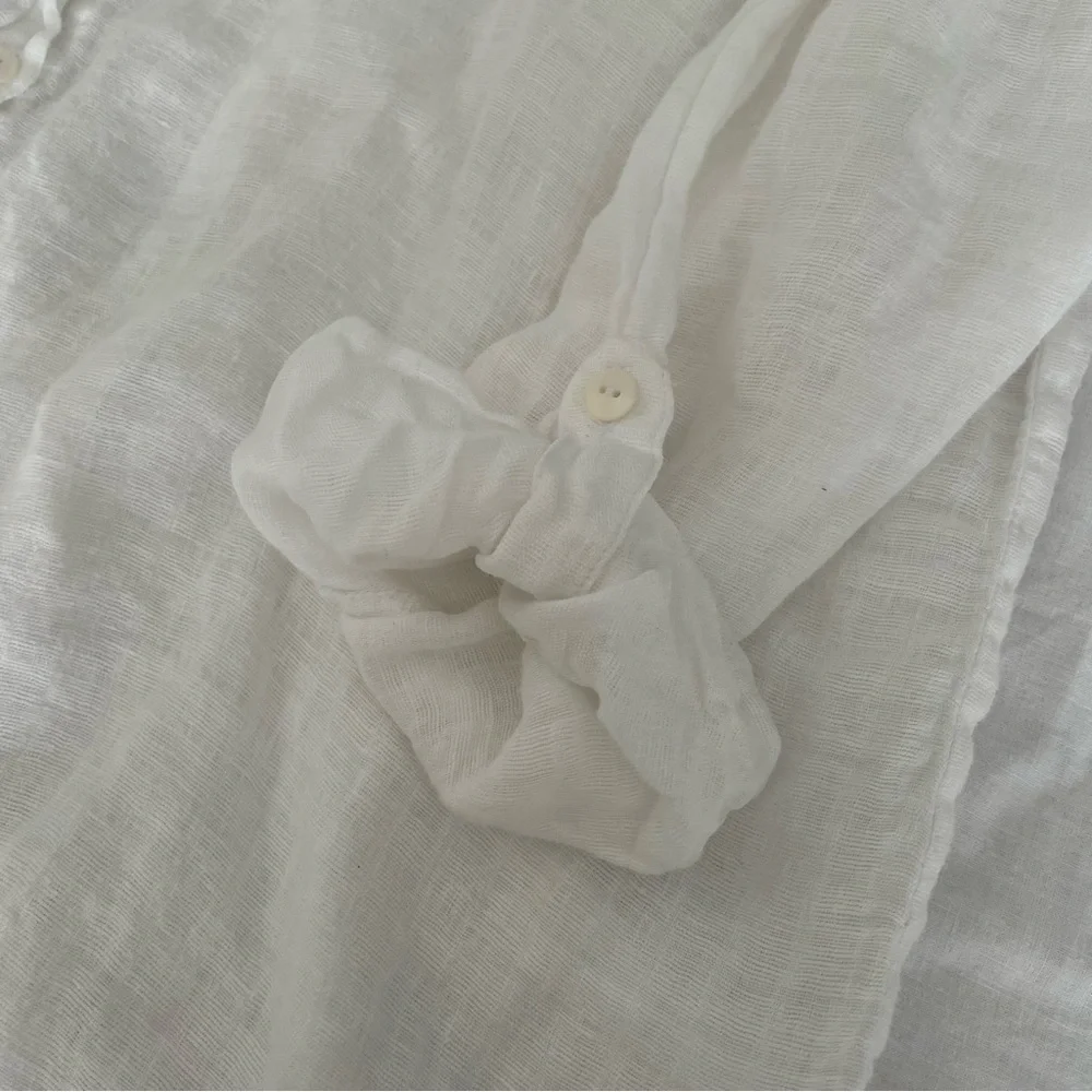 FLAX Large 100% Linen Long sleeve Shirt roll tab sleeve - Picture 7 of 9